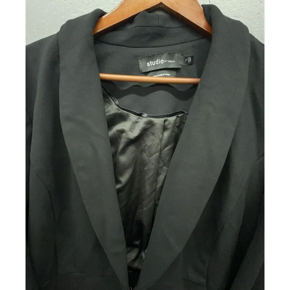 Studio By Torrid Blazer 5 Black Ponte Peplum Stretch Jacket Versatile Career - Picture 2 of 11
